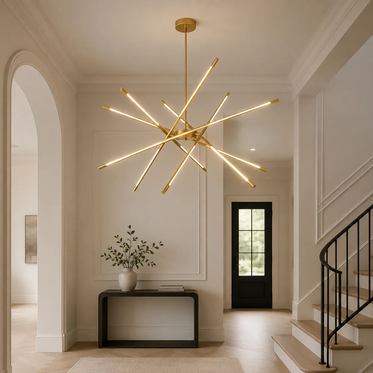 Oskil Integrated LED 43in Satin Gold Chandelier