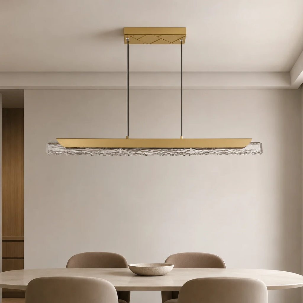 Valira Integrated LED 48in Brass Chandelier with Handcrafted Glass