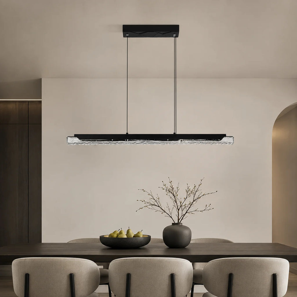 Valira Integrated LED 48in Black Chandelier with Handcrafted Glass