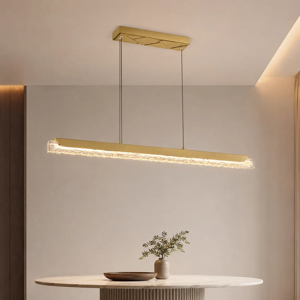 Valira Integrated LED 48in Brass Chandelier with Handcrafted Glass