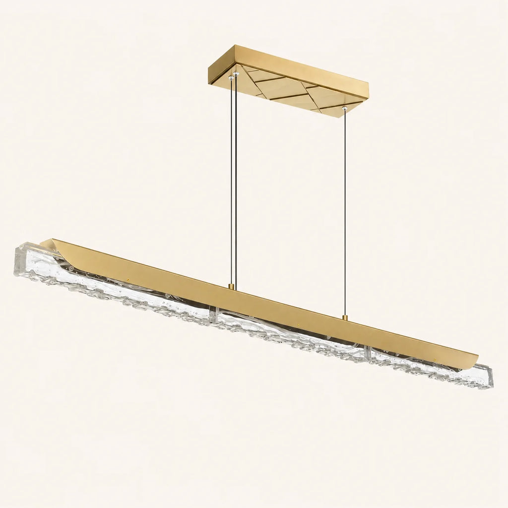 Valira Integrated LED 48in Brass Chandelier with Handcrafted Glass
