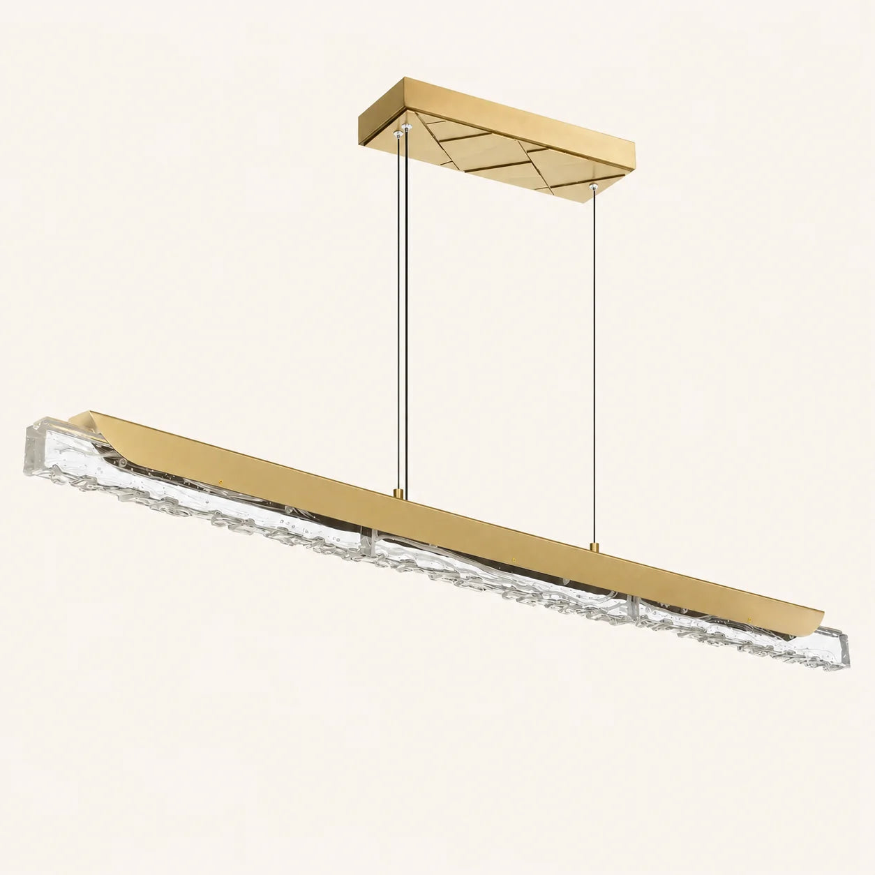 Valira Integrated LED 48in Brass Chandelier with Handcrafted Glass