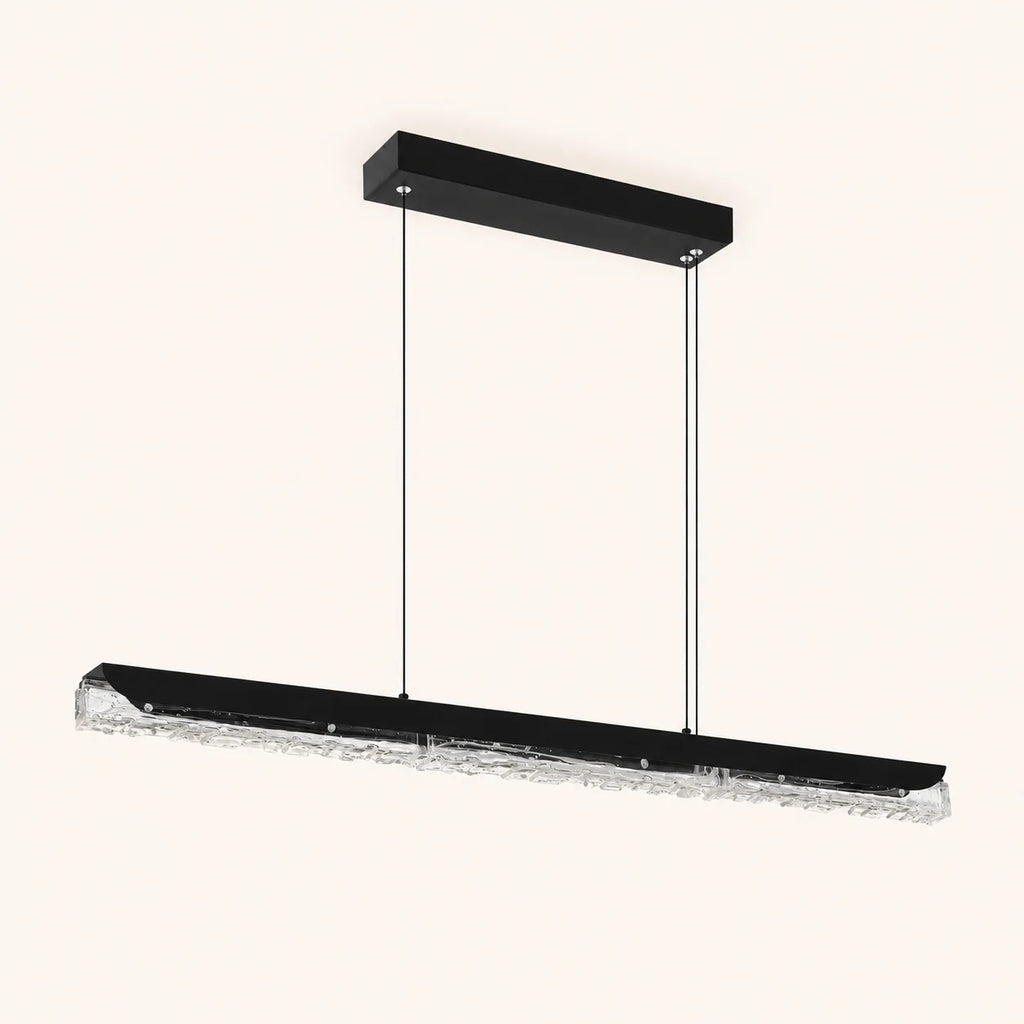 Valira Integrated LED 48in Black Chandelier with Handcrafted Glass