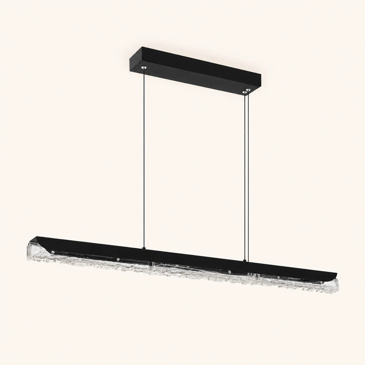 Valira Integrated LED 48in Black Chandelier with Handcrafted Glass