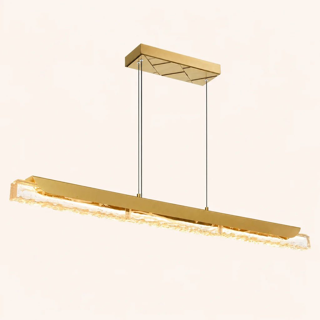 Valira Integrated LED 48in Brass Chandelier with Handcrafted Glass