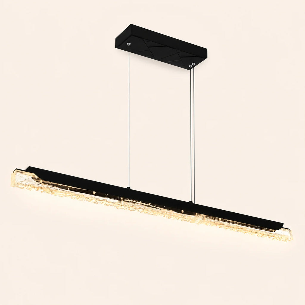 Valira Integrated LED 48in Black Chandelier with Handcrafted Glass