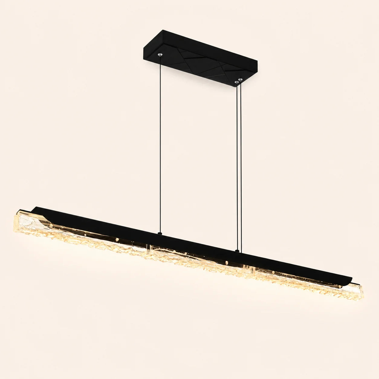 Valira Integrated LED 48in Black Chandelier with Handcrafted Glass