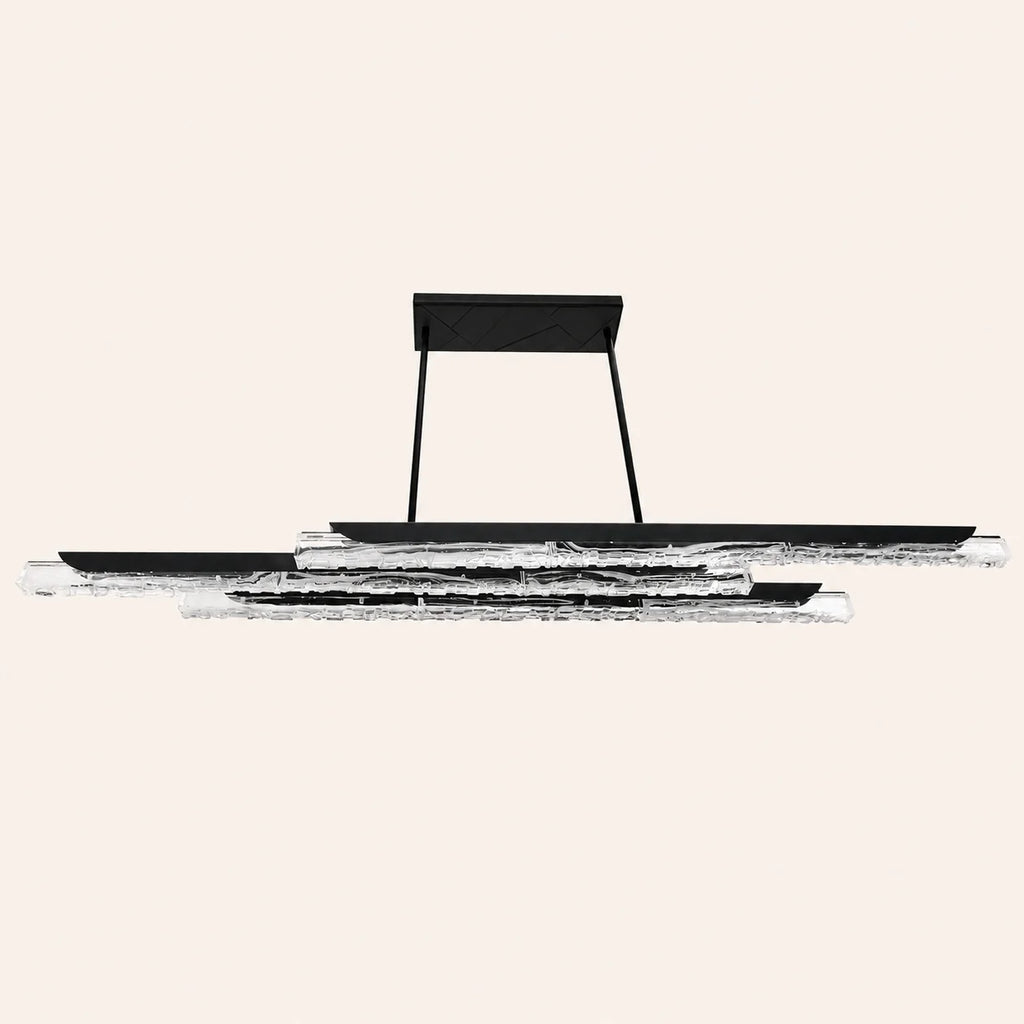Valira Integrated LED 60in Black Chandelier with Handcrafted Glass