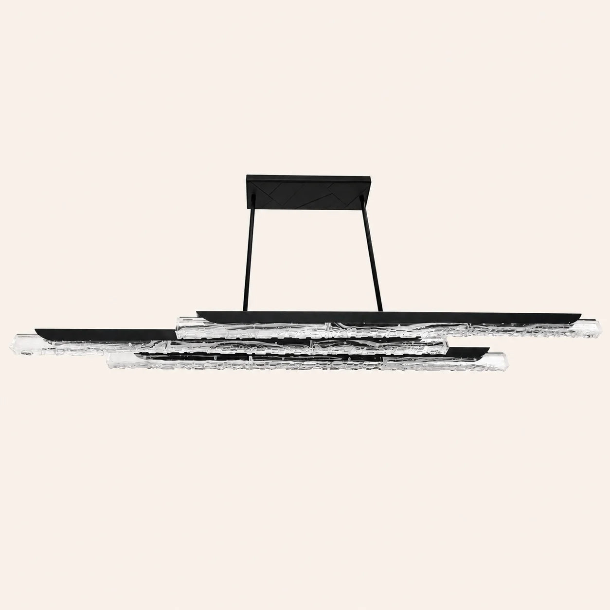 Valira Integrated LED 60in Black Chandelier with Handcrafted Glass