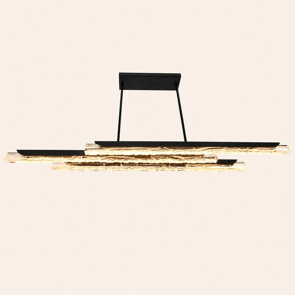 Valira Integrated LED 60in Black Chandelier with Handcrafted Glass