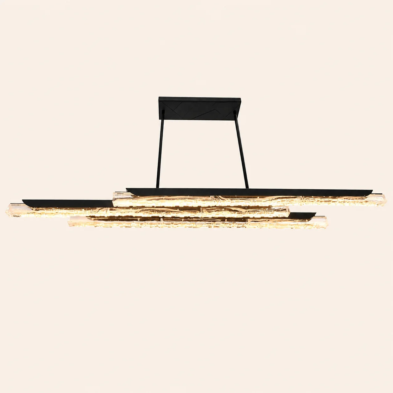 Valira Integrated LED 60in Black Chandelier with Handcrafted Glass