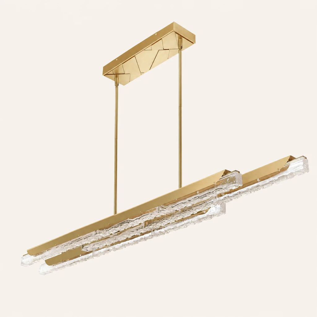 Valira Integrated LED 60in Brass Chandelier with Handcrafted Glass