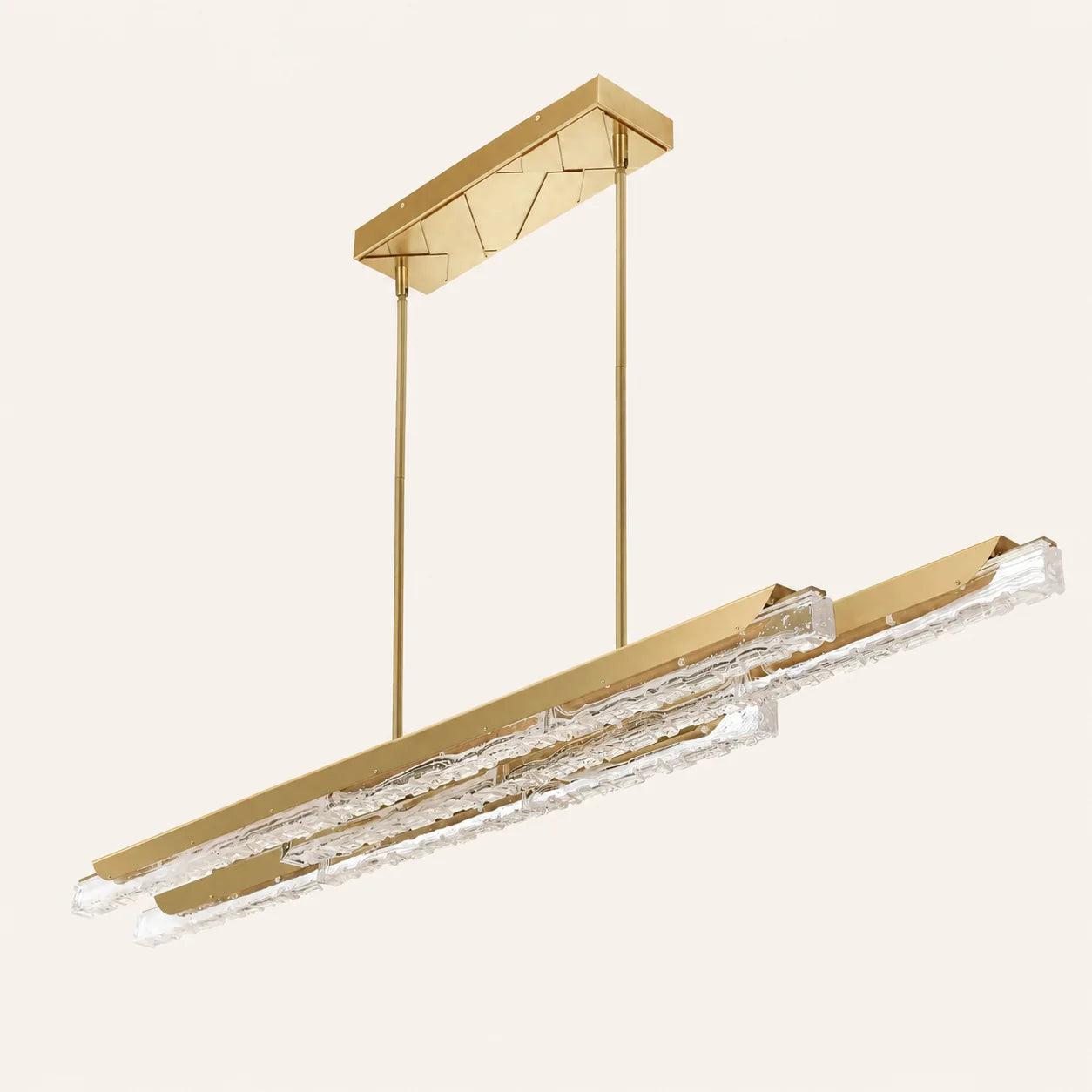 Valira Integrated LED 60in Brass Chandelier with Handcrafted Glass