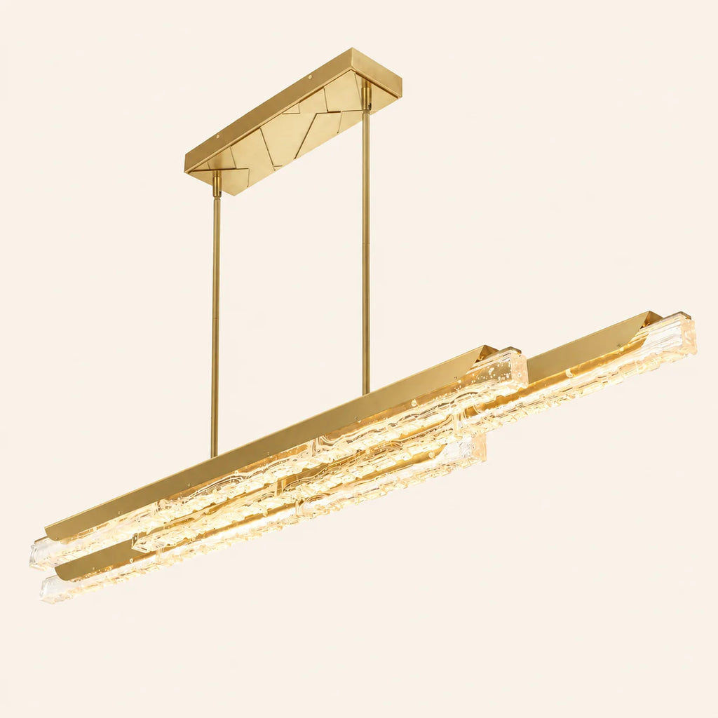 Valira Integrated LED 60in Brass Chandelier with Handcrafted Glass