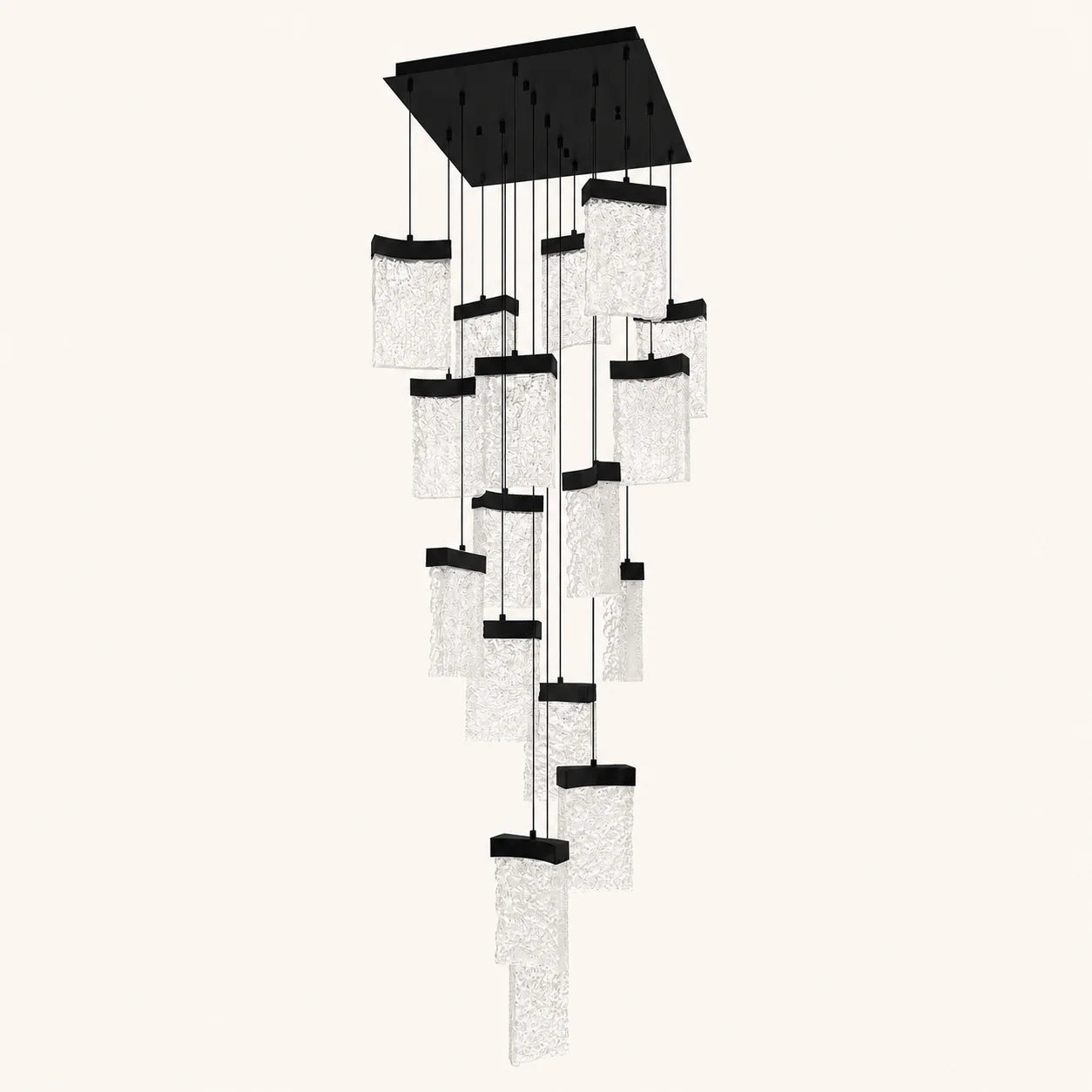 Lava Integrated LED 24in Black Chandelier with Handcrafted Glass