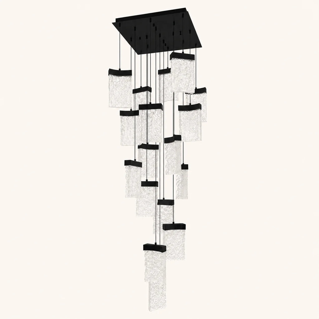 Lava Integrated LED 24in Black Chandelier with Handcrafted Glass