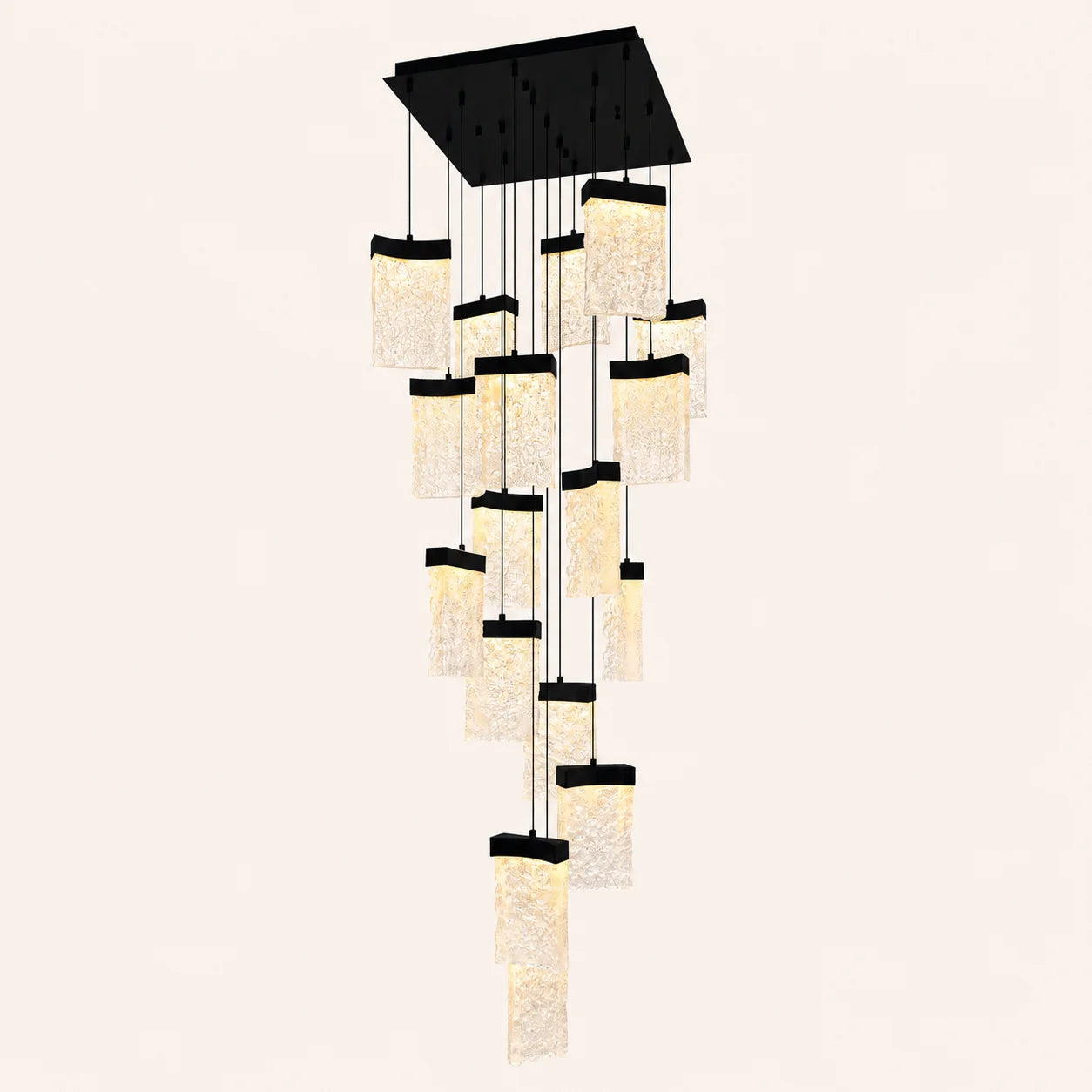 Lava Integrated LED 24in Black Chandelier with Handcrafted Glass