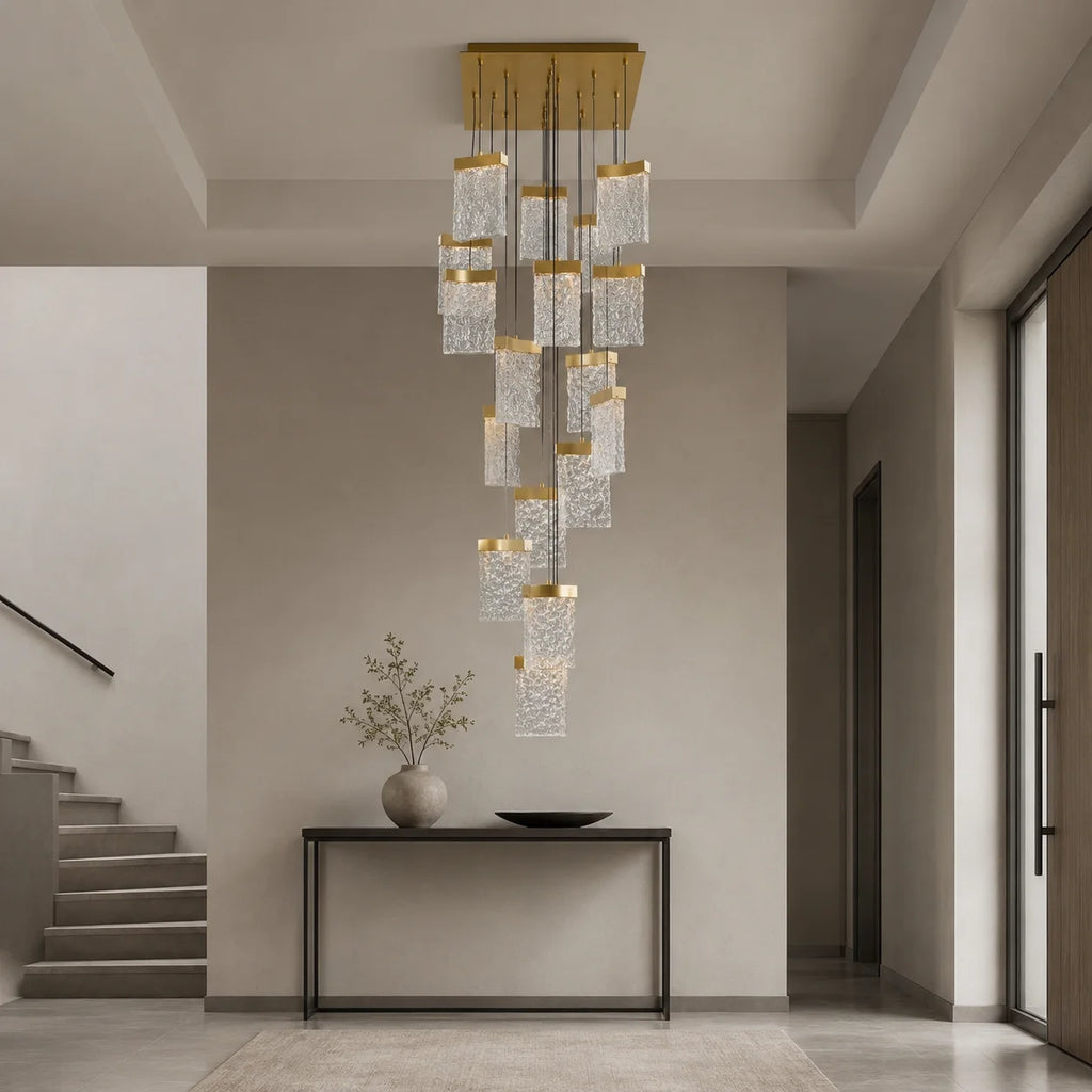Lava Integrated LED 24in Brass Chandelier with Handcrafted Glass