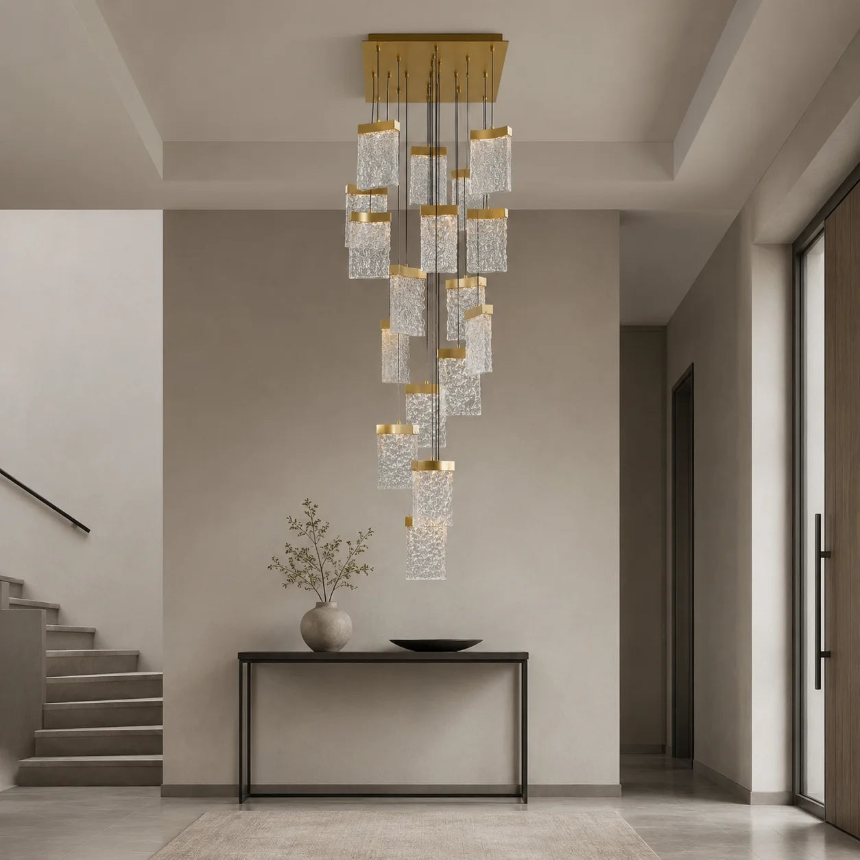 Lava Integrated LED 24in Brass Chandelier with Handcrafted Glass