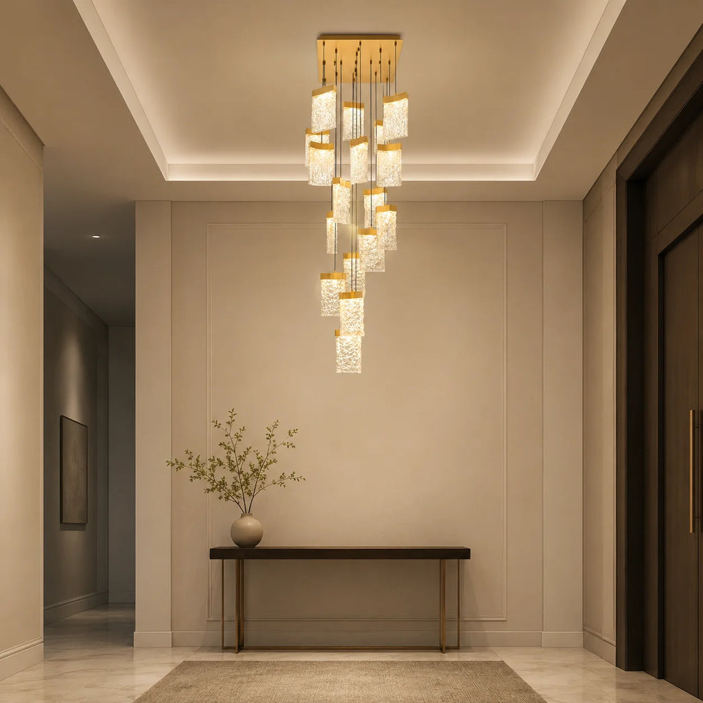 Lava Integrated LED 24in Brass Chandelier with Handcrafted Glass