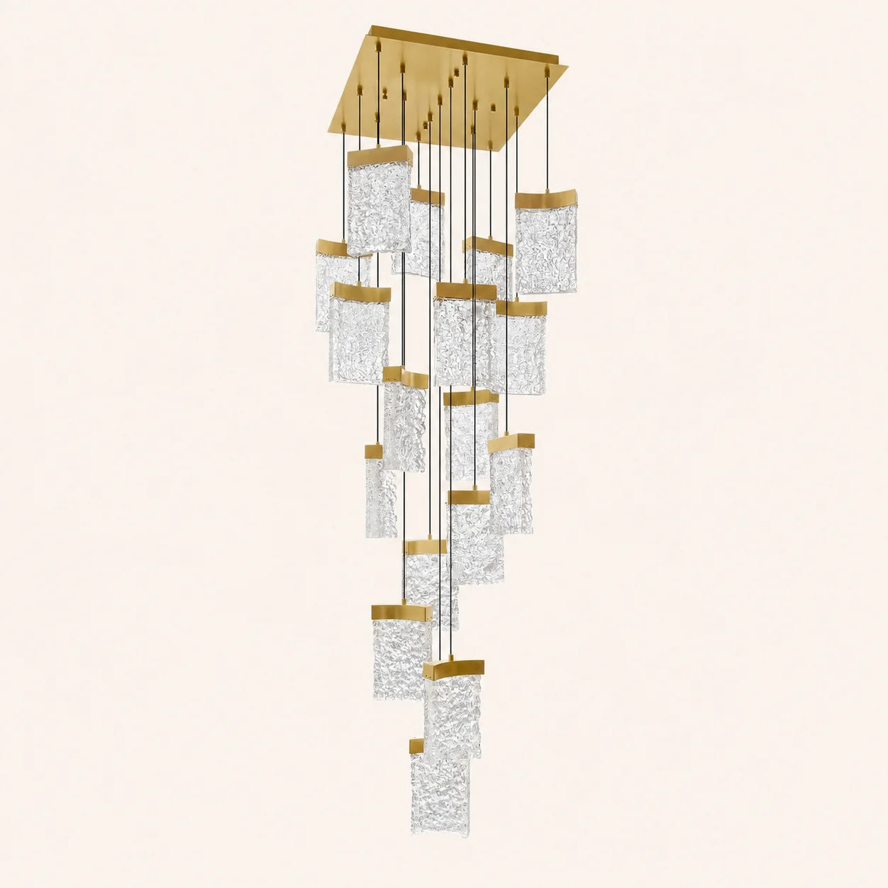 Lava Integrated LED 24in Brass Chandelier with Handcrafted Glass