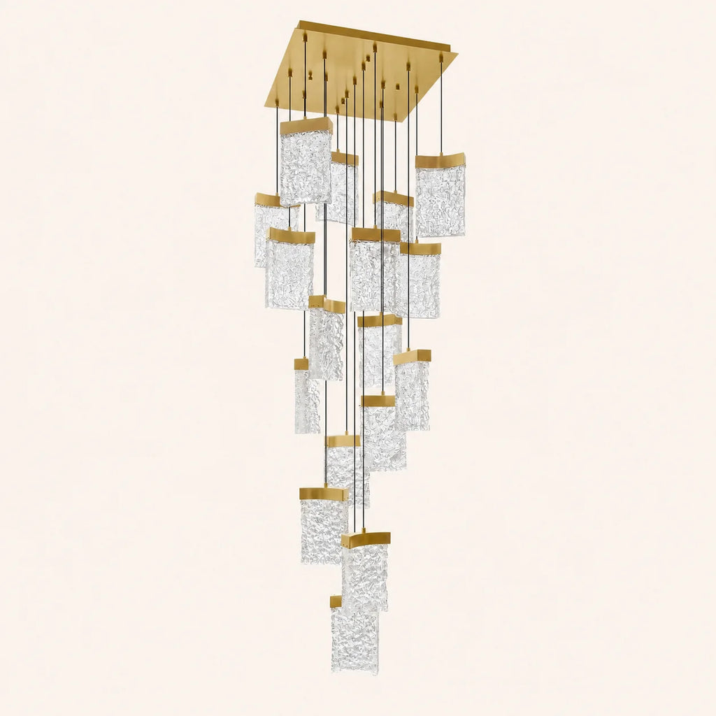 Lava Integrated LED 24in Brass Chandelier with Handcrafted Glass