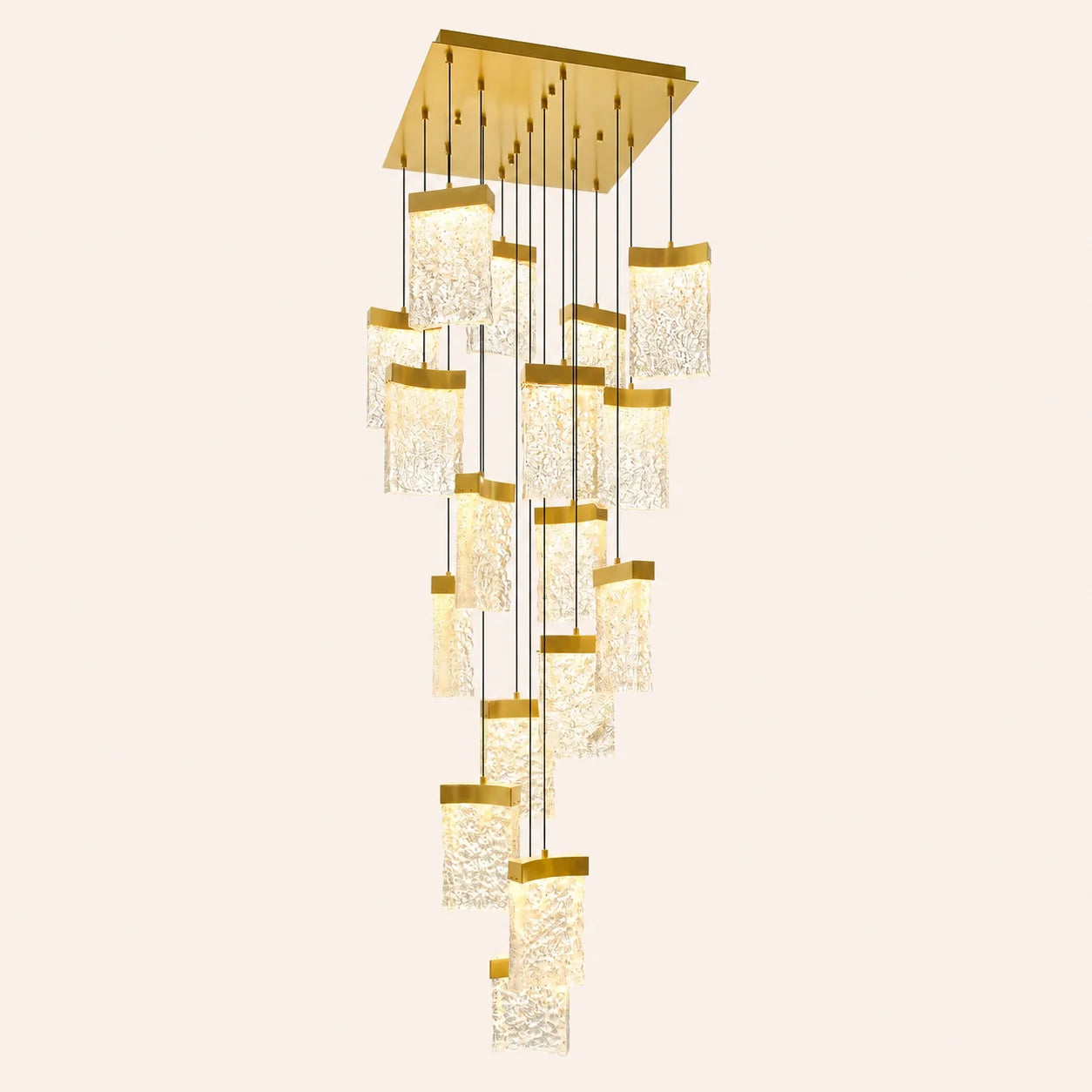 Lava Integrated LED 24in Brass Chandelier with Handcrafted Glass