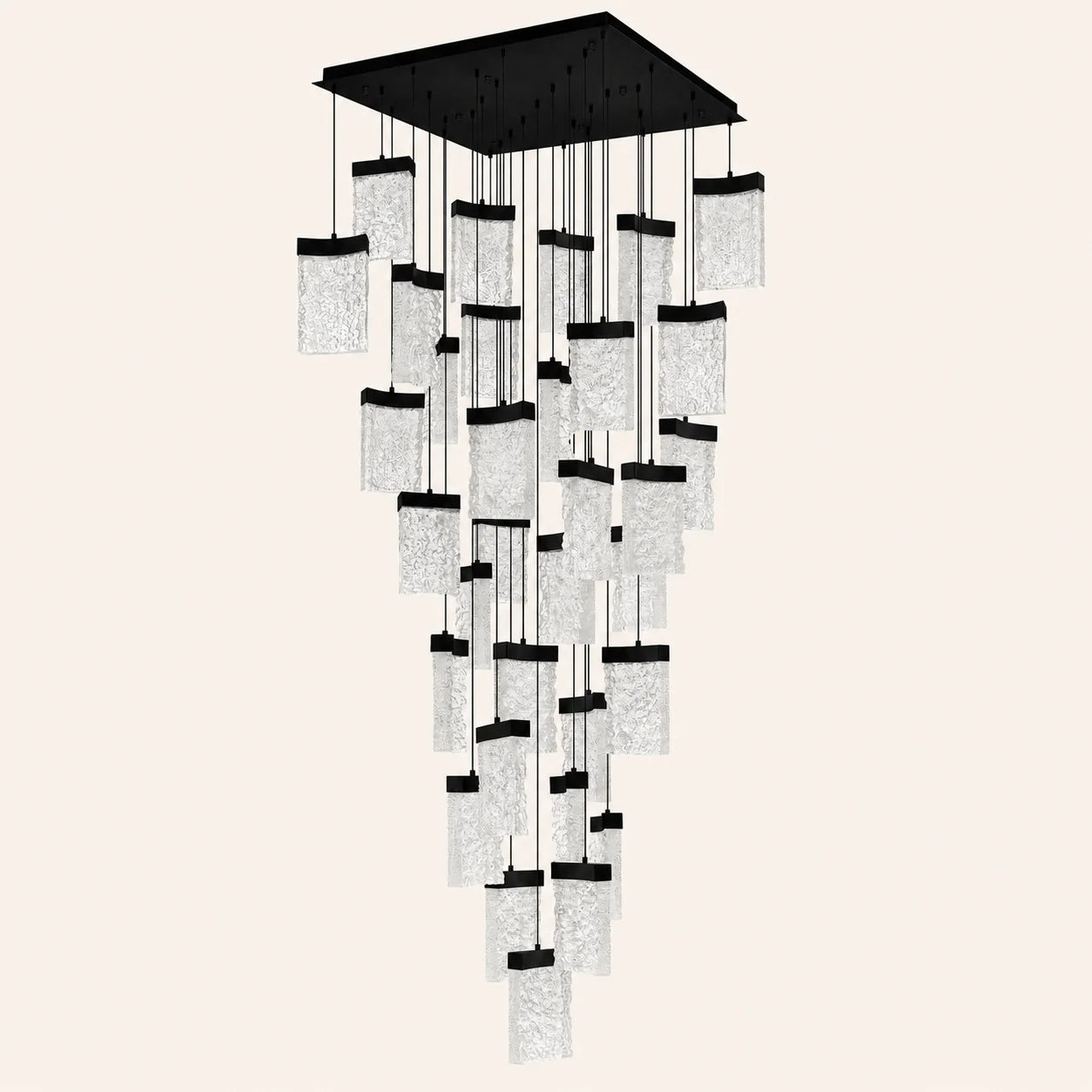 Lava Integrated LED 36in Black Chandelier with Handcrafted Glass