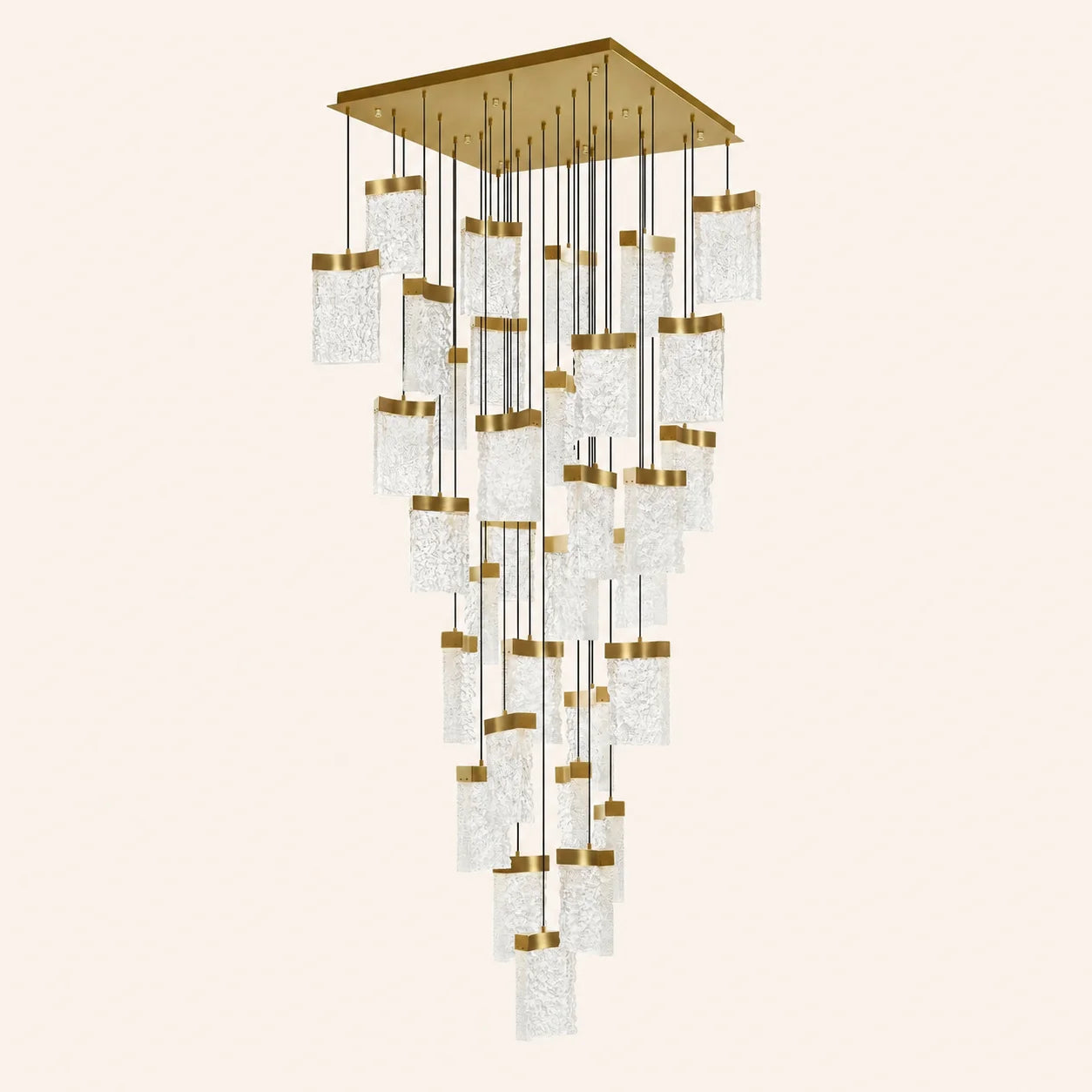 Lava Integrated LED 36in Brass Chandelier with Handcrafted Glass