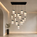 Lava Integrated LED 48in Black Chandelier with Handcrafted Glass
