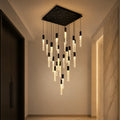 Greta Integrated LED 28in Black Chandelier with Handcrafted Glass