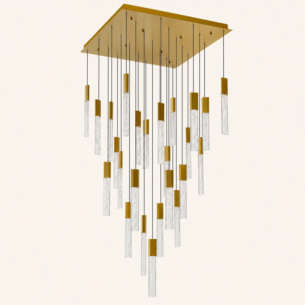 Greta Integrated LED 28in Brass Chandelier with Handcrafted Glass