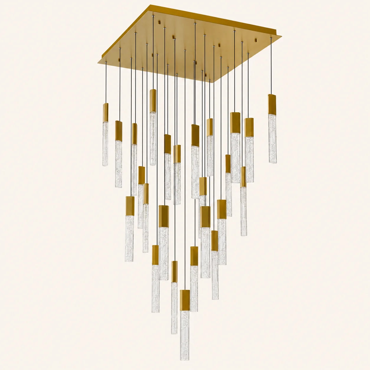 Greta Integrated LED 28in Brass Chandelier with Handcrafted Glass