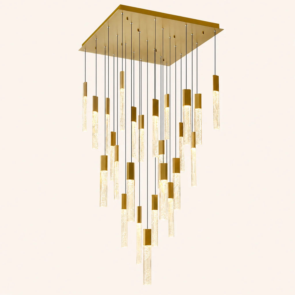 Greta Integrated LED 28in Brass Chandelier with Handcrafted Glass