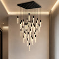 Greta Integrated LED 36in Black Chandelier with Handcrafted Glass