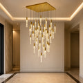 Greta Integrated LED 36in Brass Chandelier with Handcrafted Glass