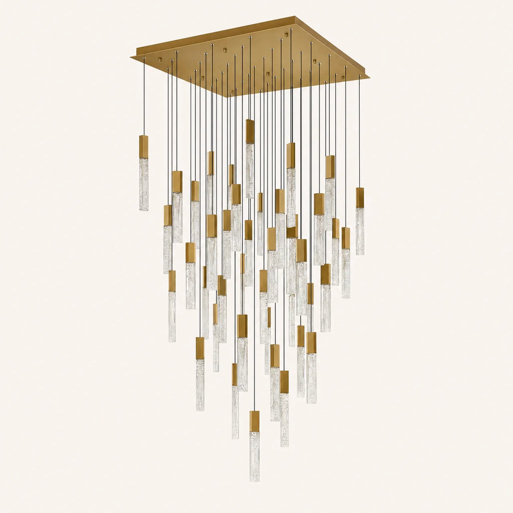 Greta Integrated LED 36in Brass Chandelier with Handcrafted Glass