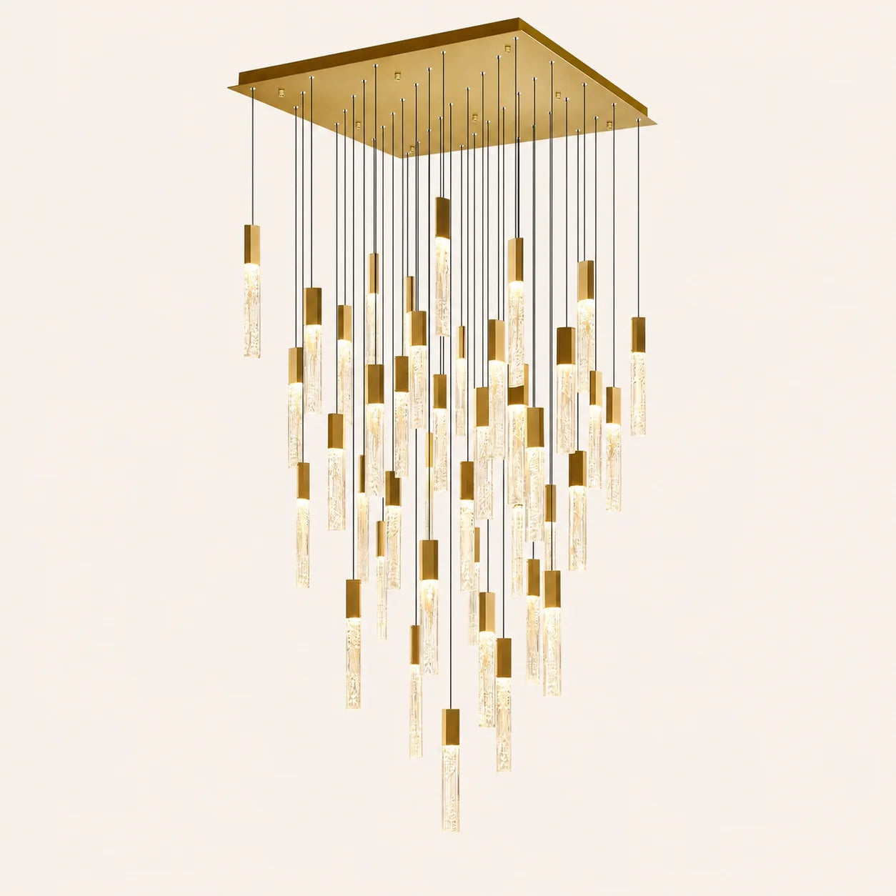 Greta Integrated LED 36in Brass Chandelier with Handcrafted Glass