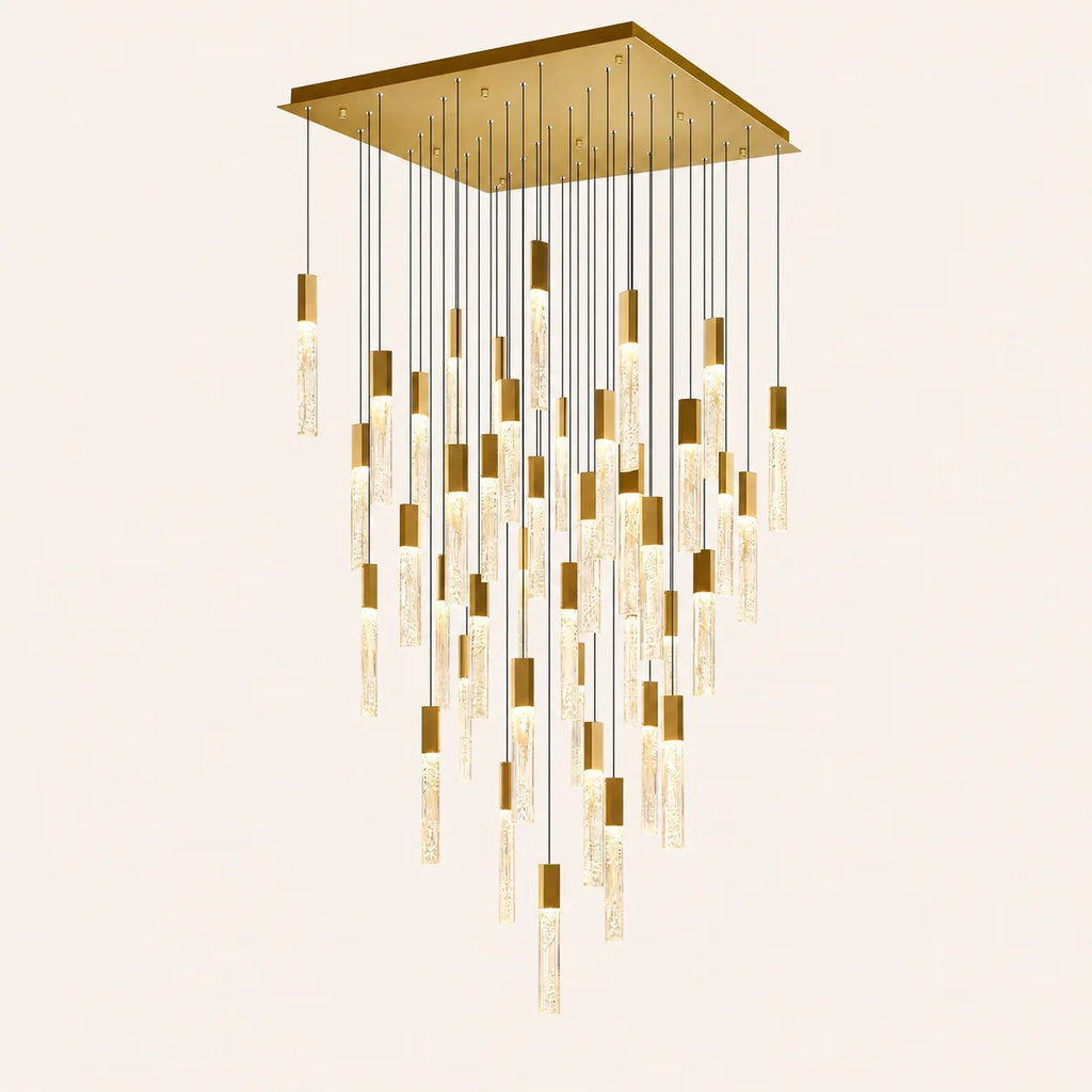 Greta Integrated LED 36in Brass Chandelier with Handcrafted Glass