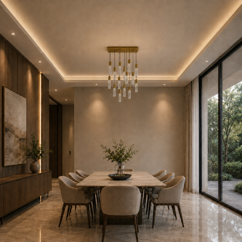 Greta Integrated LED 48in Brass Chandelier with Handcrafted Glass