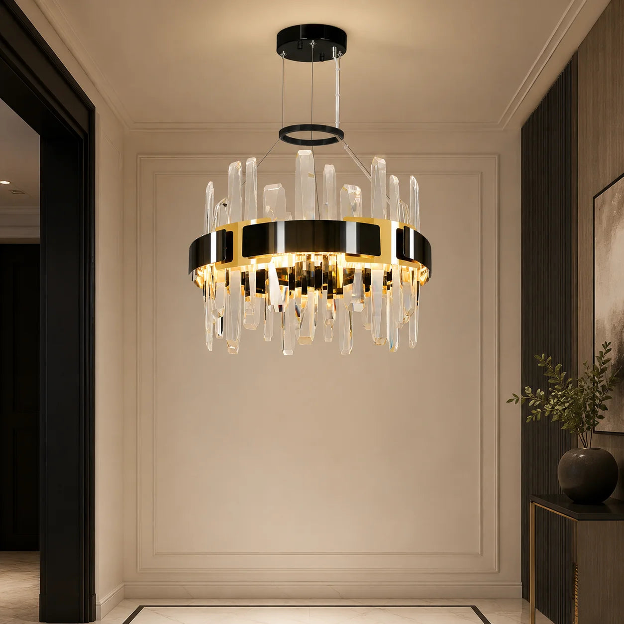 Aya Integrated LED 18in Pearl Black Chandelier