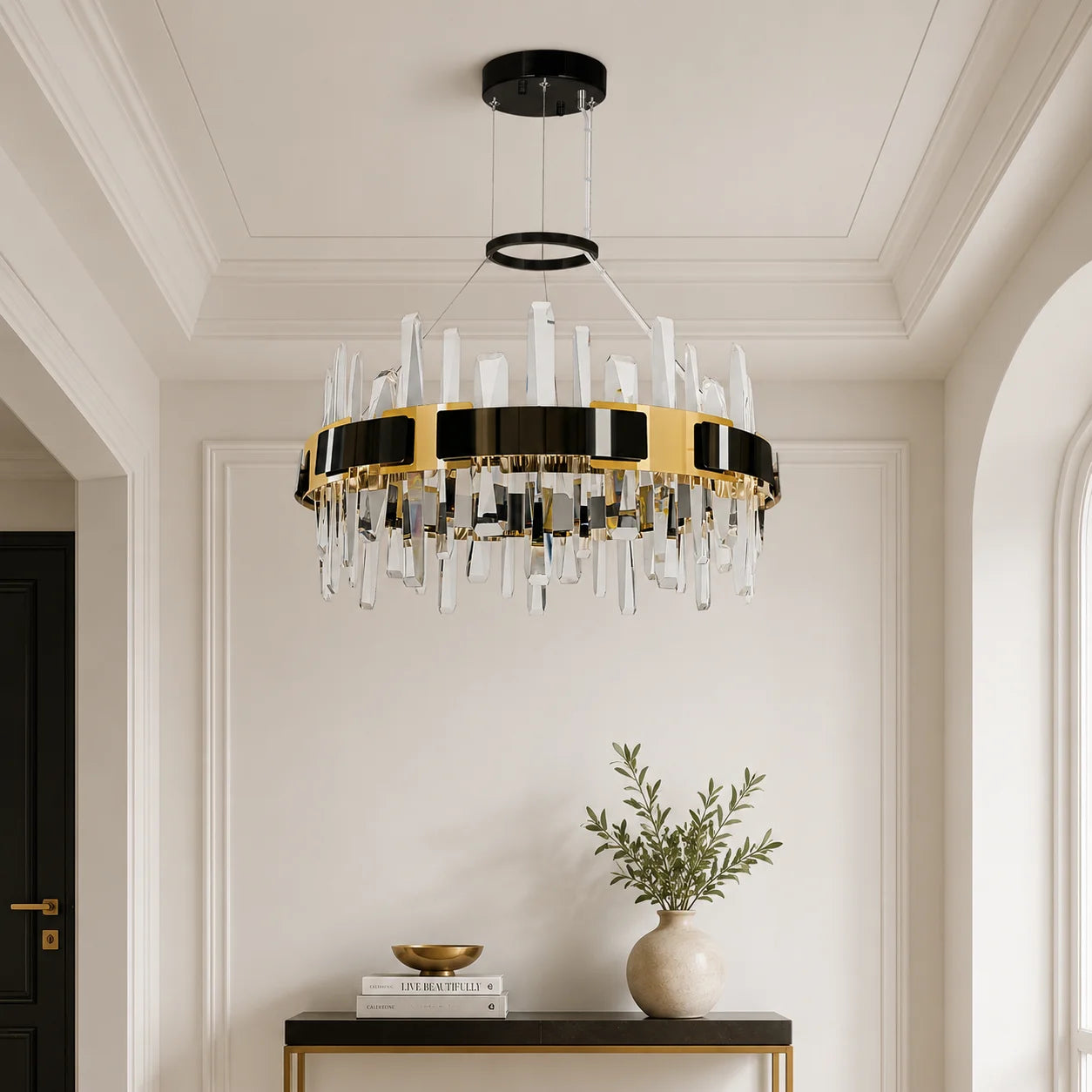 Aya Integrated LED 24in Pearl Black Chandelier