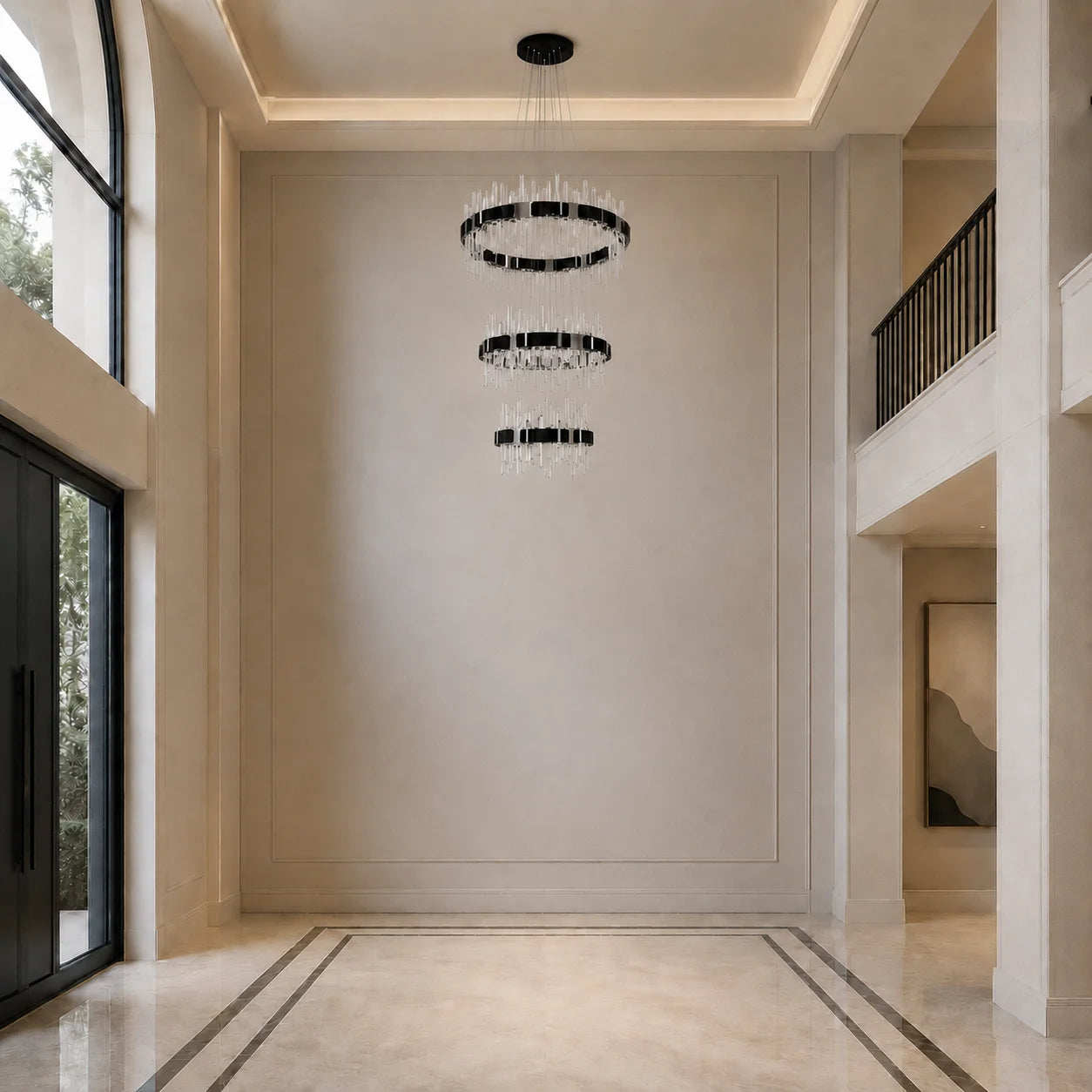 Aya 3-Tier Integrated LED 32in Pearl Black Chandelier