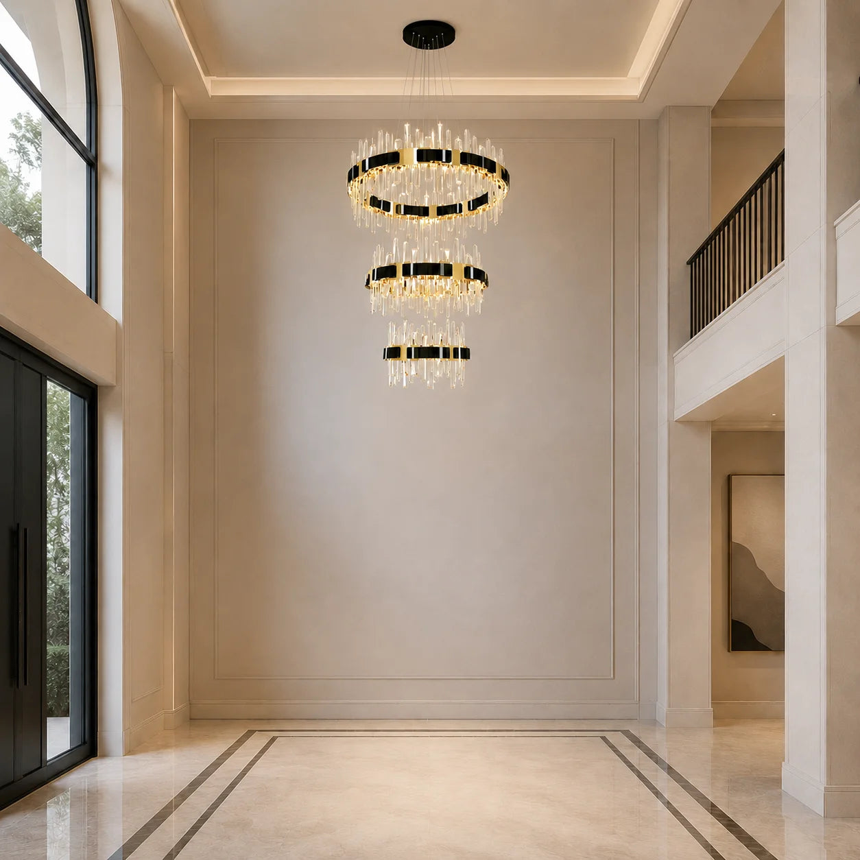 Aya 3-Tier Integrated LED 32in Pearl Black Chandelier