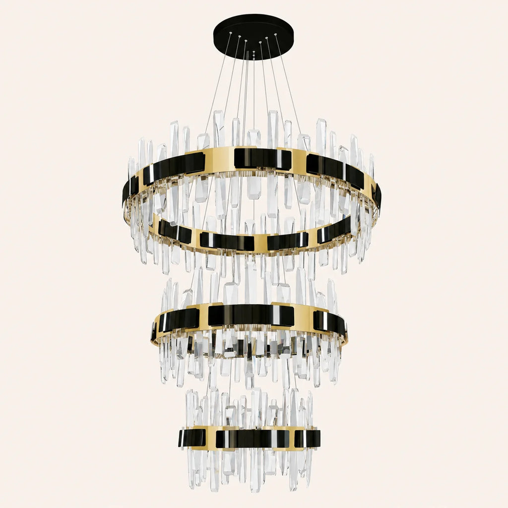 Aya 3-Tier Integrated LED 32in Pearl Black Chandelier