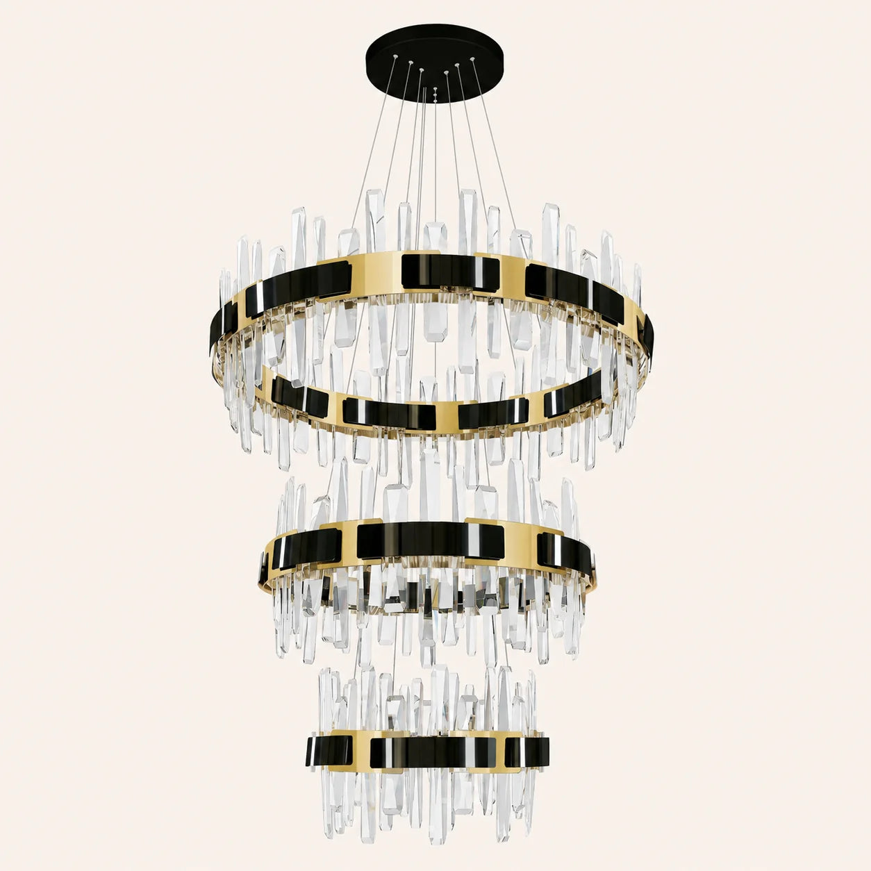 Aya 3-Tier Integrated LED 32in Pearl Black Chandelier