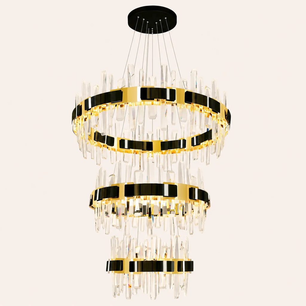 Aya 3-Tier Integrated LED 32in Pearl Black Chandelier