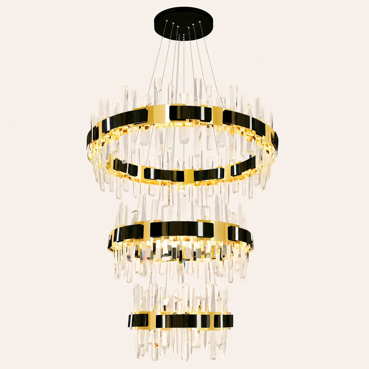 Aya 3-Tier Integrated LED 32in Pearl Black Chandelier