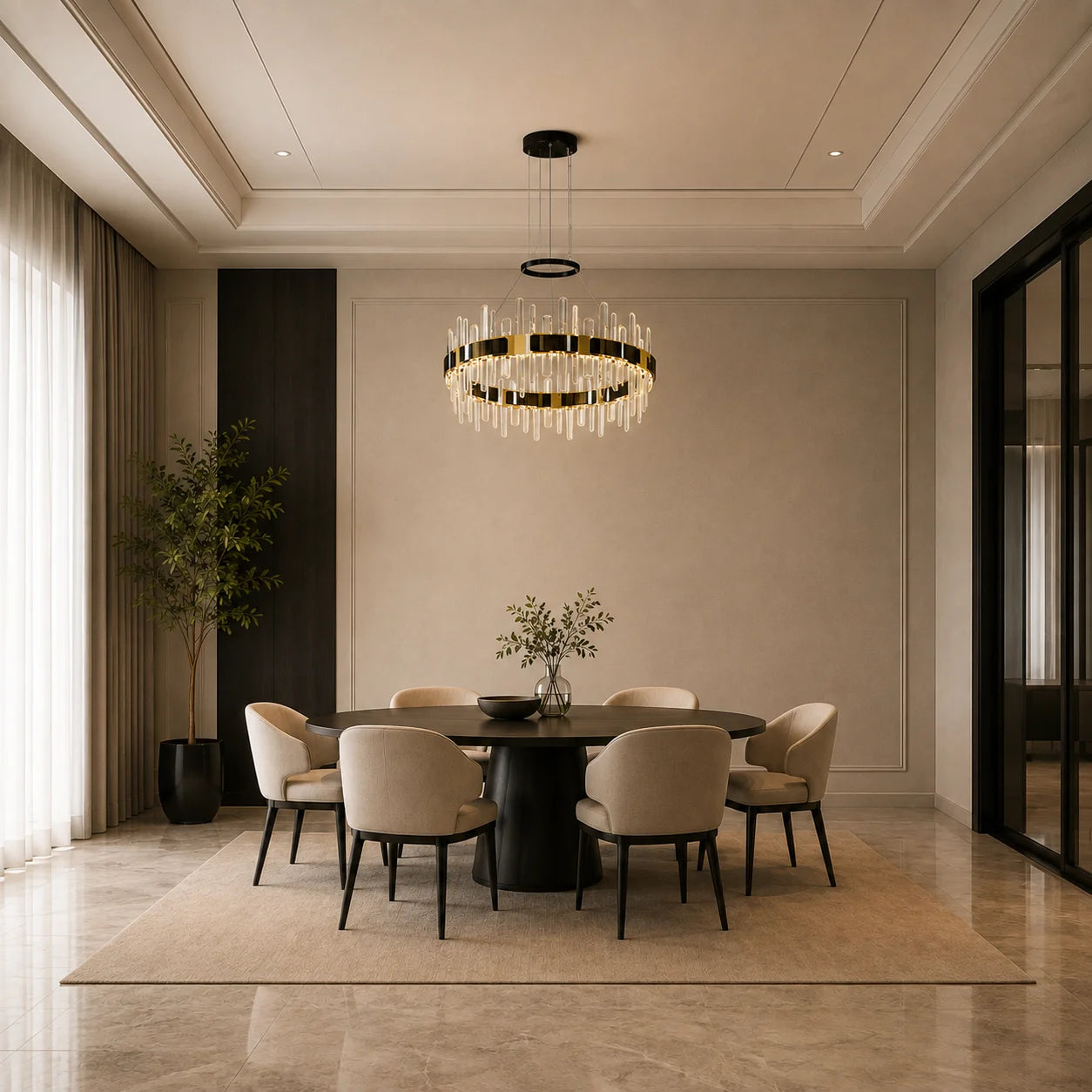Aya Integrated LED 32in Pearl Black Chandelier