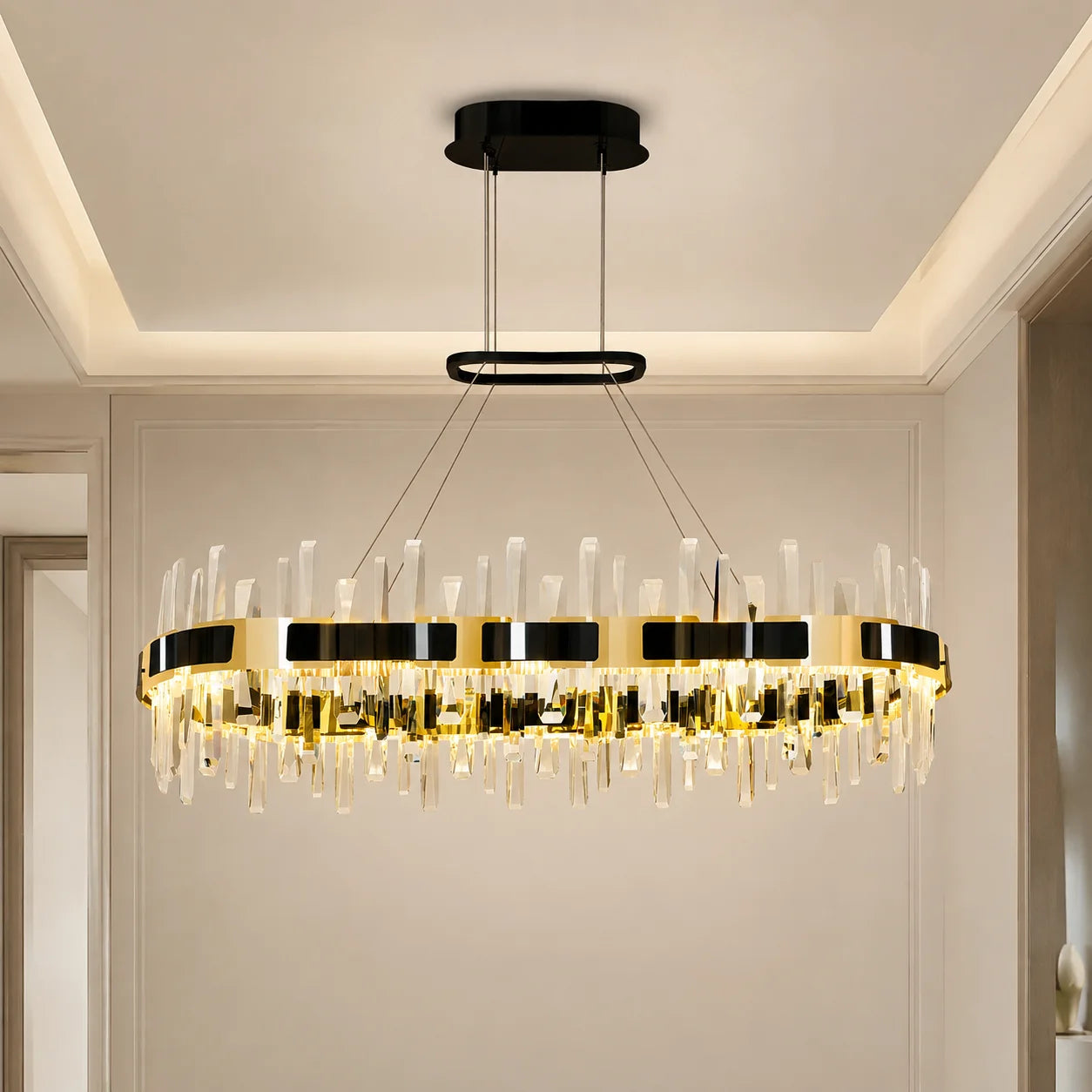 Aya Integrated LED 43in Pearl Black Chandelier